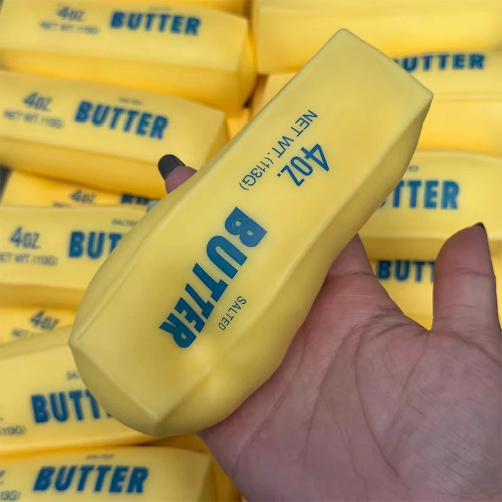 Butter Stick Squishy Stress Ball ADHD Fidget Toy Crunchy Squeeze Toy Round Blocks Filled ASMR Anti Stress Release Hand Gift Toy Peaceful Pleasures Health and Wellness