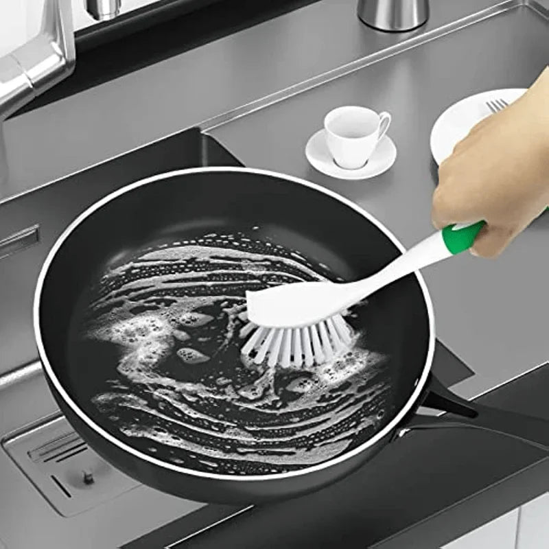 Dish Brush with Handle | Stiff Bristle Kitchen Scrub Brush