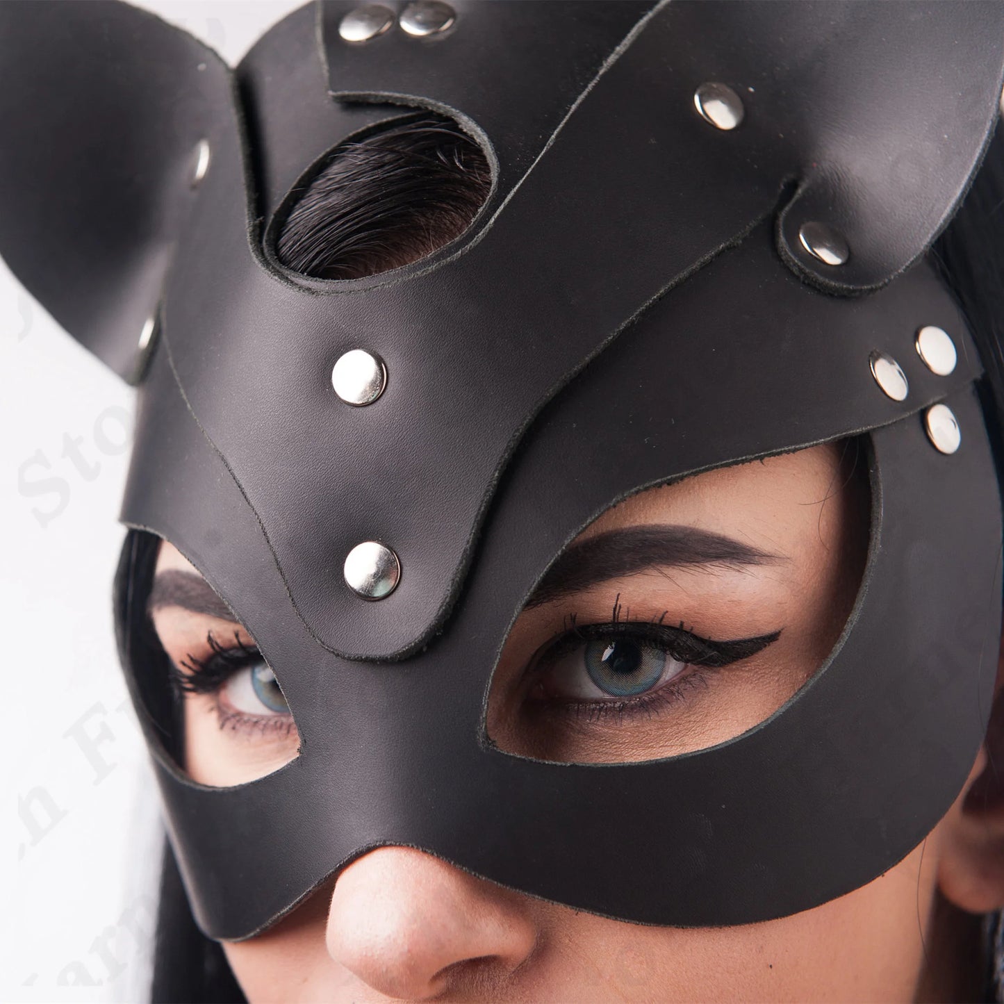 PU Fetish Leather Mask Sexy Lingerie Ladies Harness Cat Erotic