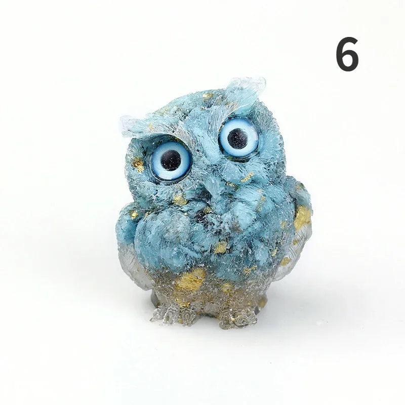 Natural Crystal Stone Gravel Owl Animal Crafts Hand Made Small