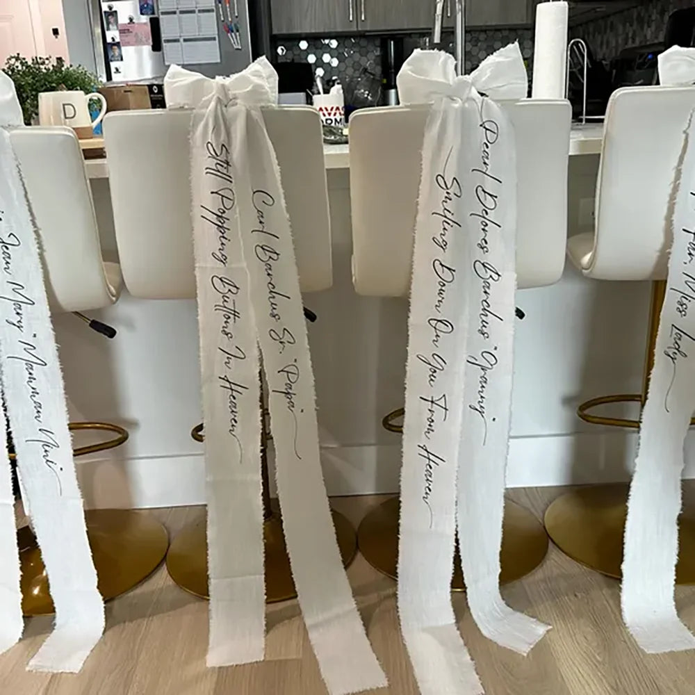 Custom In Loving Memory Ribbon | Memorial Wedding Chair Bow