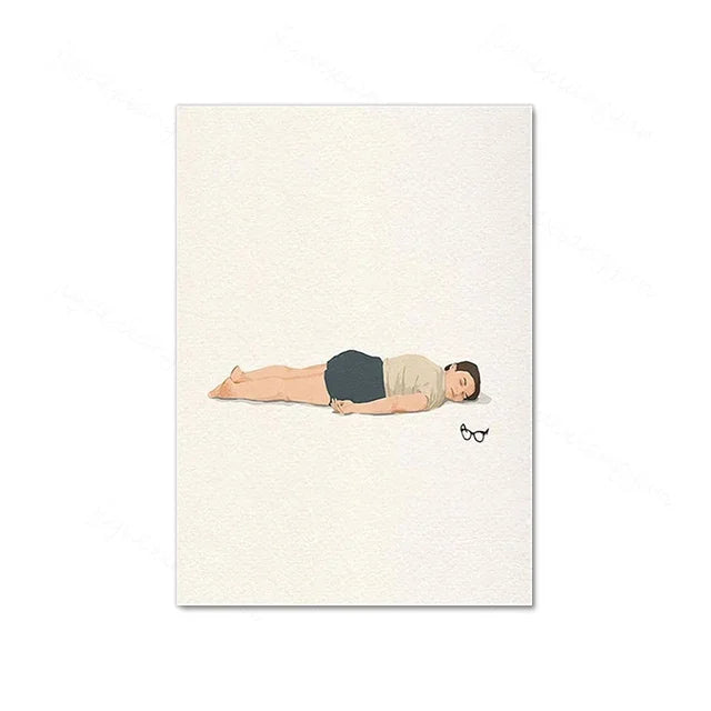 Swimming Girl Abstract Canvas Wall Art | Minimalist Home Decor