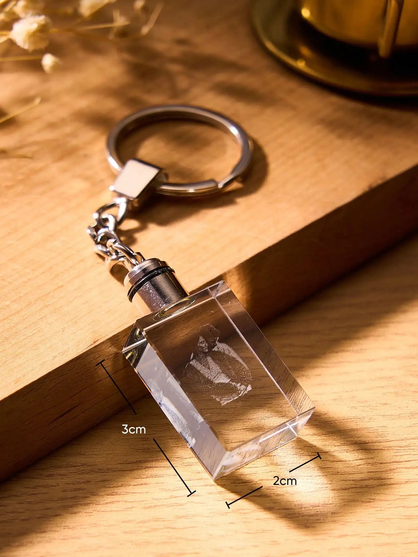 Custom Photo Crystal Keychain LED Light | Laser Engraved Gift