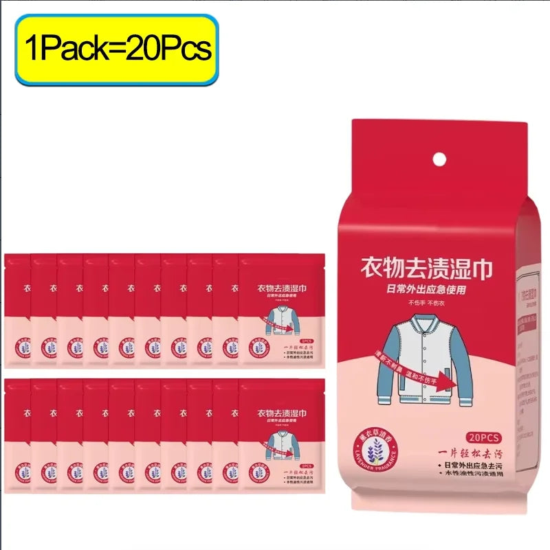 Disposable Clothing Stain Remover Wipes – Non-Toxic, No-Wash