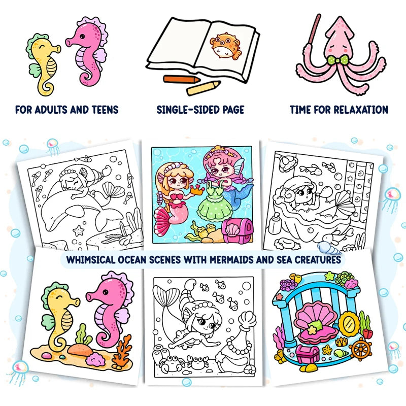 Ocean Home Cute Easy Coloring Book All Ages Perfect Family Friends