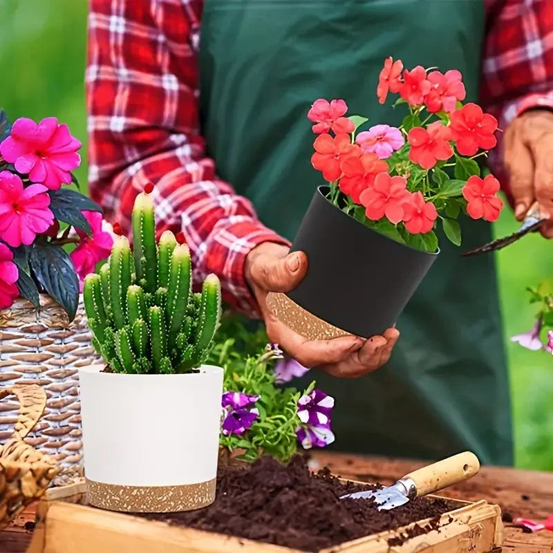 2-Pack Indoor Outdoor Planters with Drainage Holes & Saucer