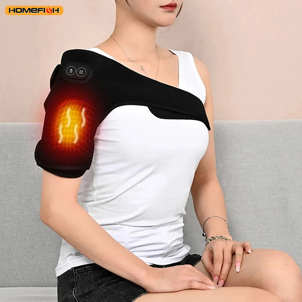 Smart Heated Massage Brace for Shoulder - Support with Graphene Heating & Pulse Vibration for Joint & Muscle Massage Peaceful Pleasures Health and Wellness