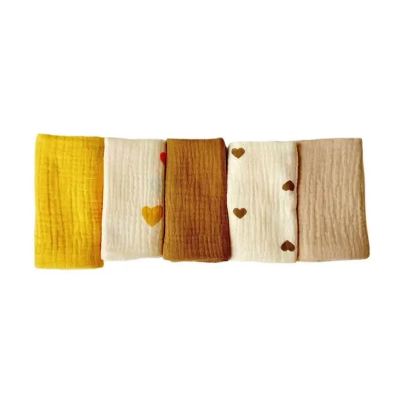 5-Pack Baby Burp Cloths | 4-Layer Soft Cotton Face Towels