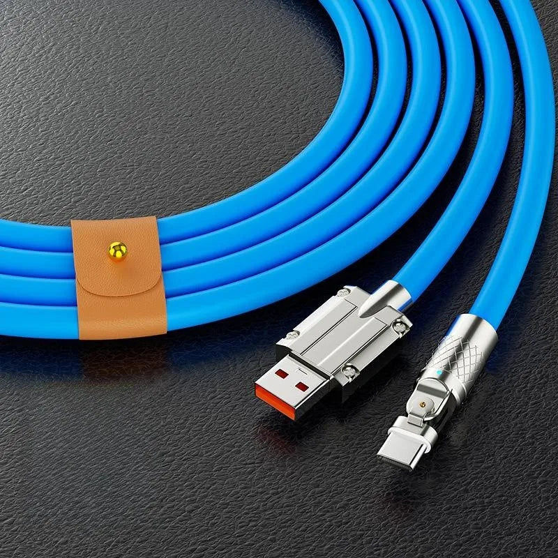 120W 6A 180° Rotating USB-C Fast Charge Gaming Cable – Silicone