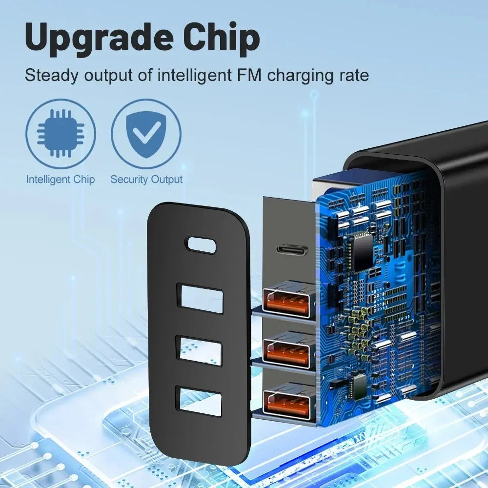 48W 4-Port USB Wall Charger – USB-C & USB-A for iPhone & Android