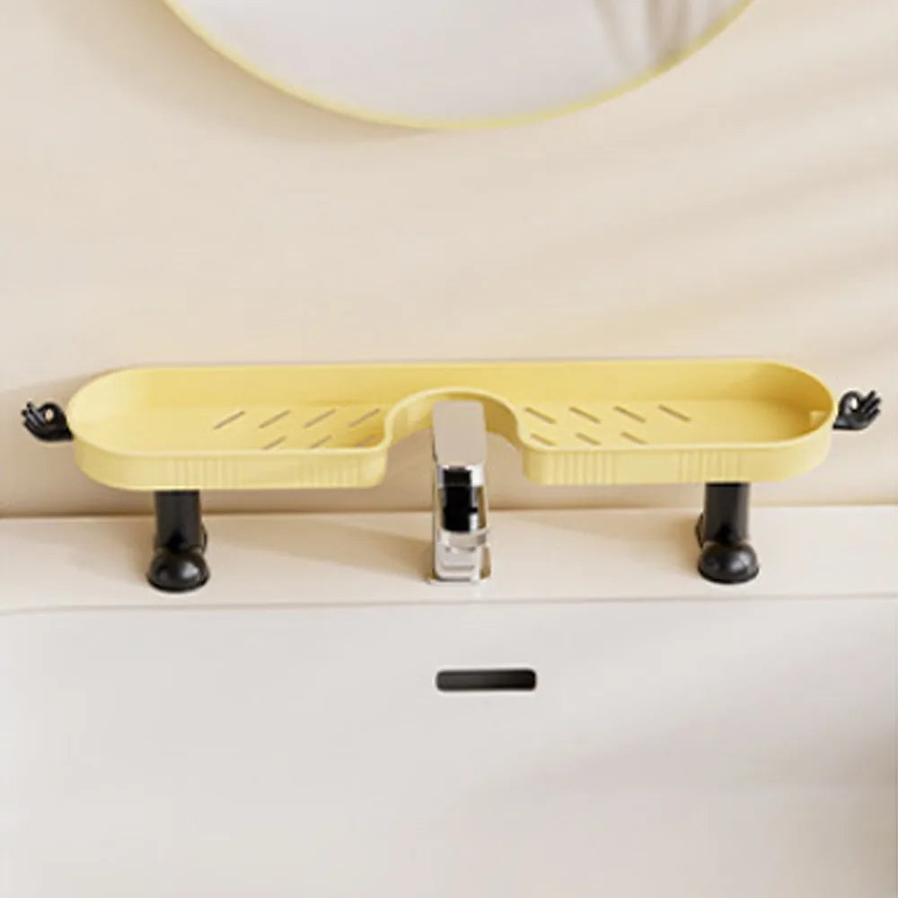 No-Drill Bathroom Sink Storage Rack with Hook & Drain Organizer