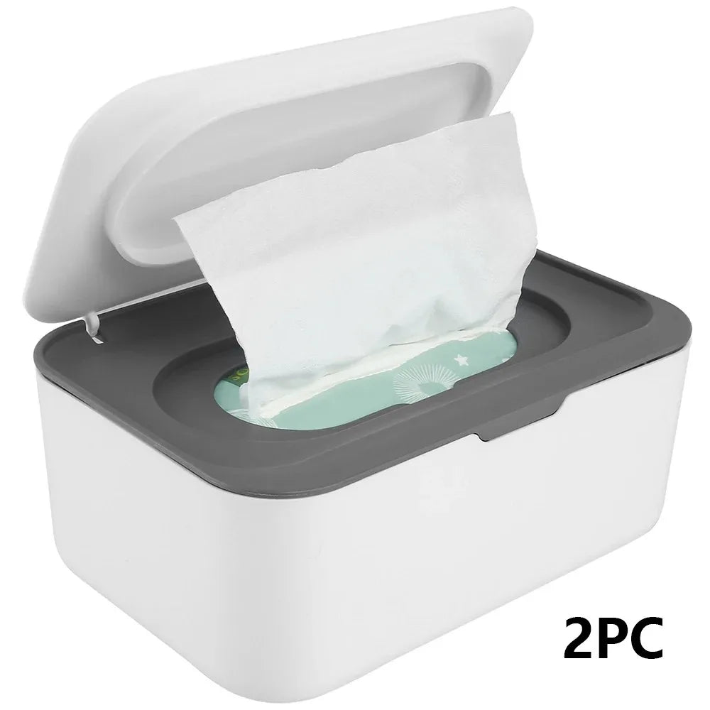 Wipes Dispenser Dustproof Tissues Wipes Case with Lids Multifunctional Baby Wipe Holder Large Capacity Sealing Container Case Peaceful Pleasures Health and Wellness Grey 2PCS