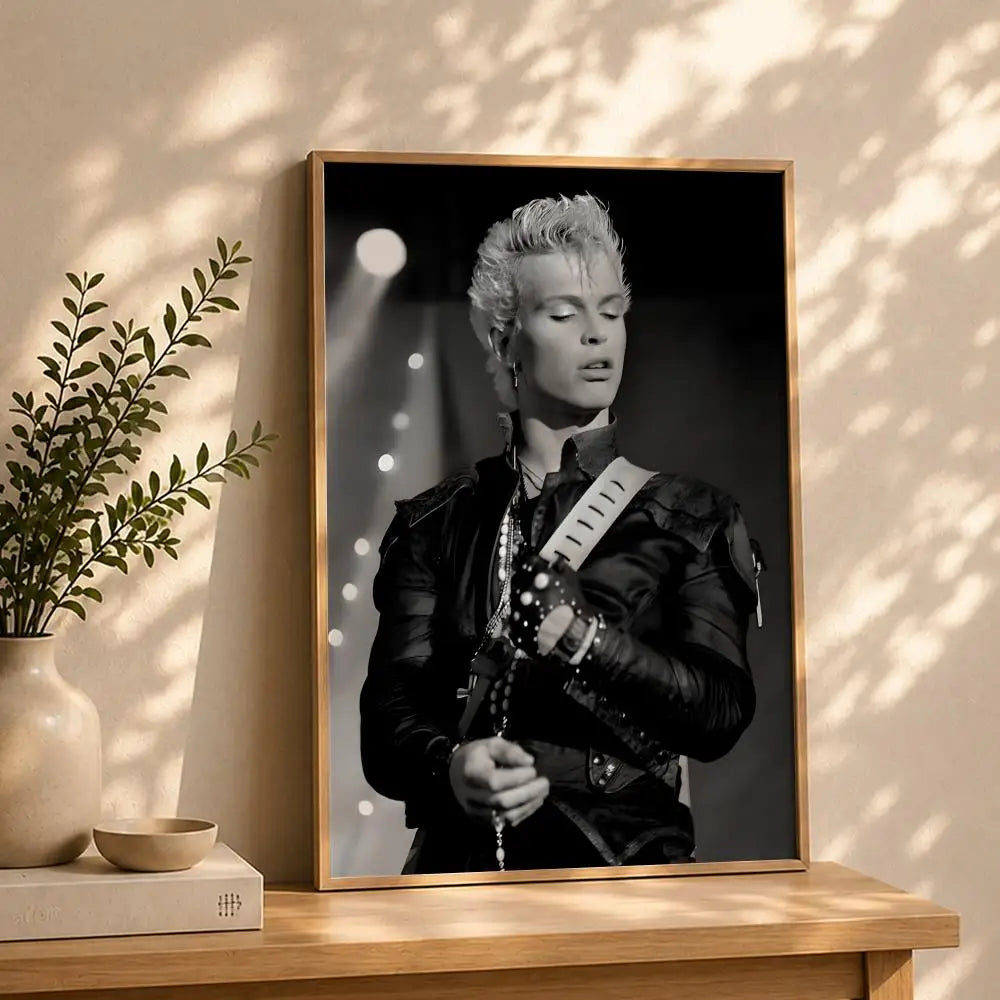 Singer B-Billy IdolS Poster HD Self Adhesive Waterproof Wall Art Ideal for Home Office Dorm Bedroom Great Gift Peaceful Pleasures Health and Wellness White2 50X70cmNoframe