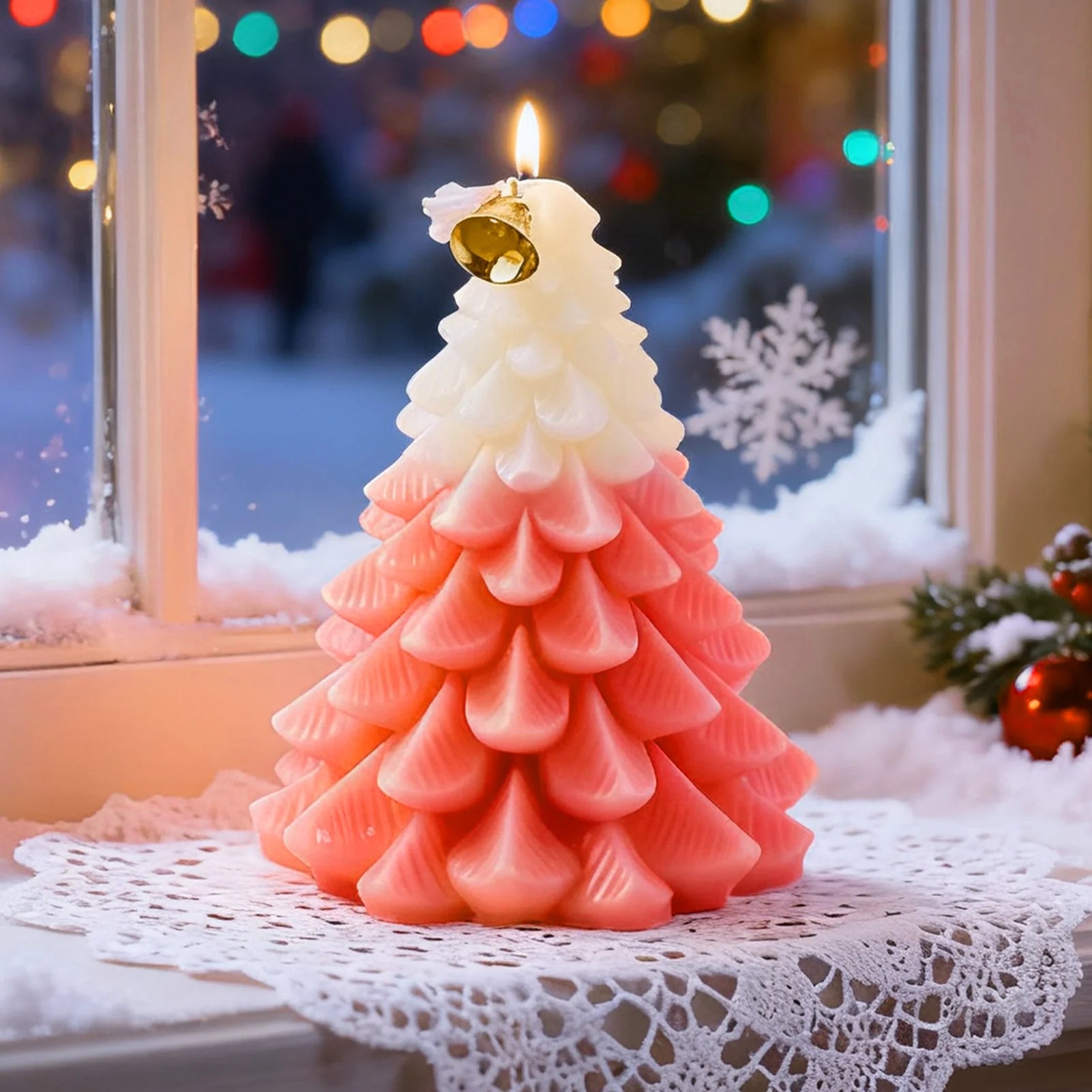 Christmas Tree Soy Wax Candle | Handmade Aromatherapy Holiday Gift Decorative Soy Candle Peaceful Pleasures Health and Wellness