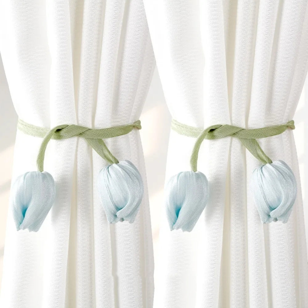 Tulip Curtain Tiebacks | Adjustable Cotton Tie Rope, Set of 2
