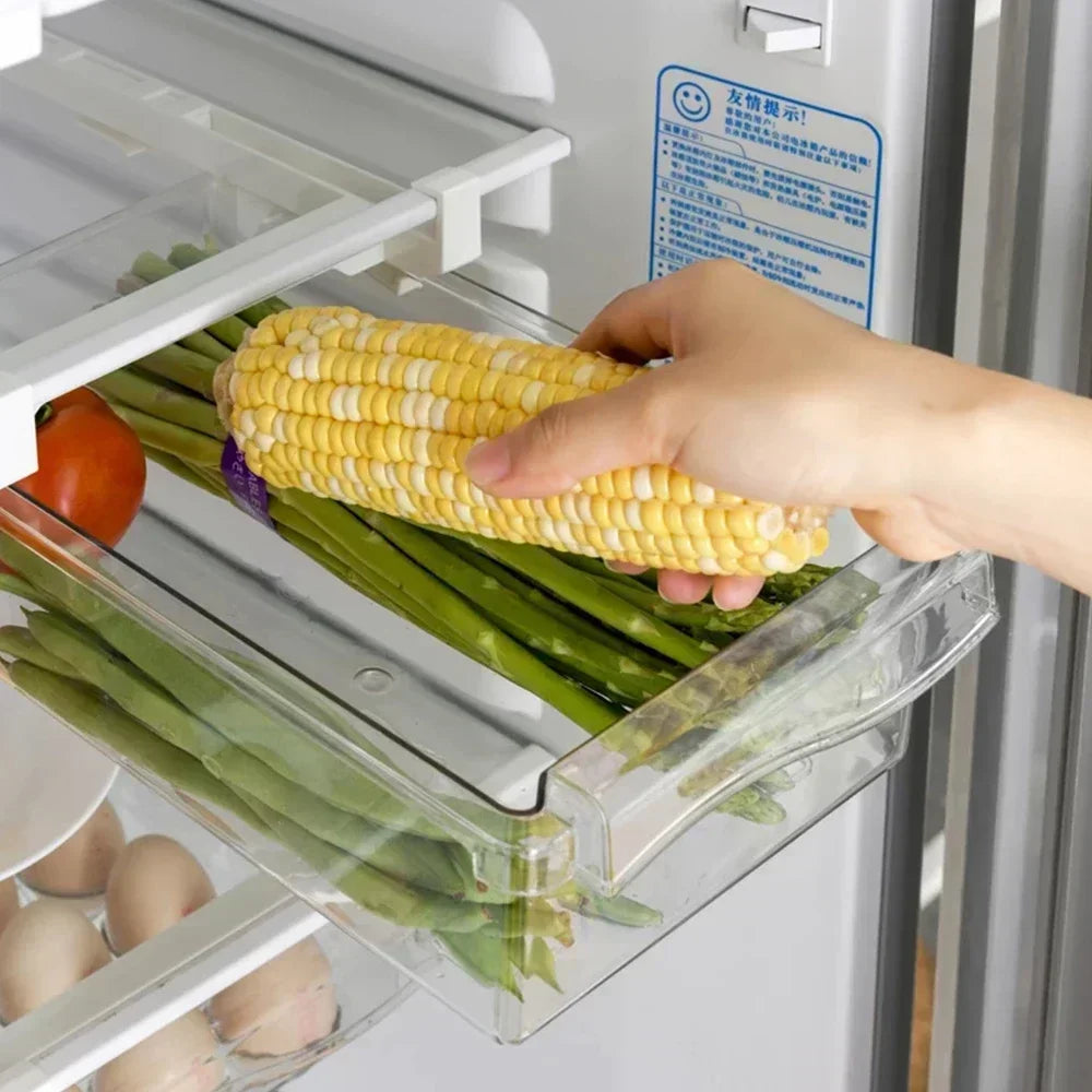 Transparent Fridge Organizer Fruit Egg Refrigerator Storage Box Under-shelf Refrigerator Drawer Box Fresh-keep Kitchen Organizer Peaceful Pleasures Health and Wellness