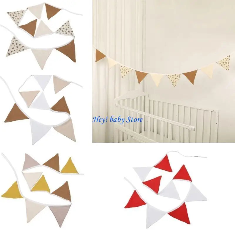 Cotton Triangle Bunting Banner – Baby Shower & Nursery Decor