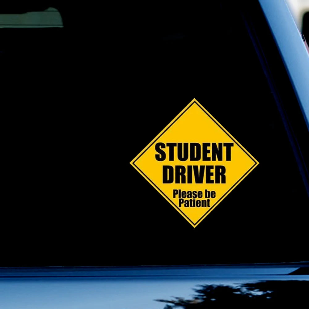 Student Driver Sticker Yellow Safety Decal School Teen Driver 5.5in 2Pack Peaceful Pleasures Health and Wellness