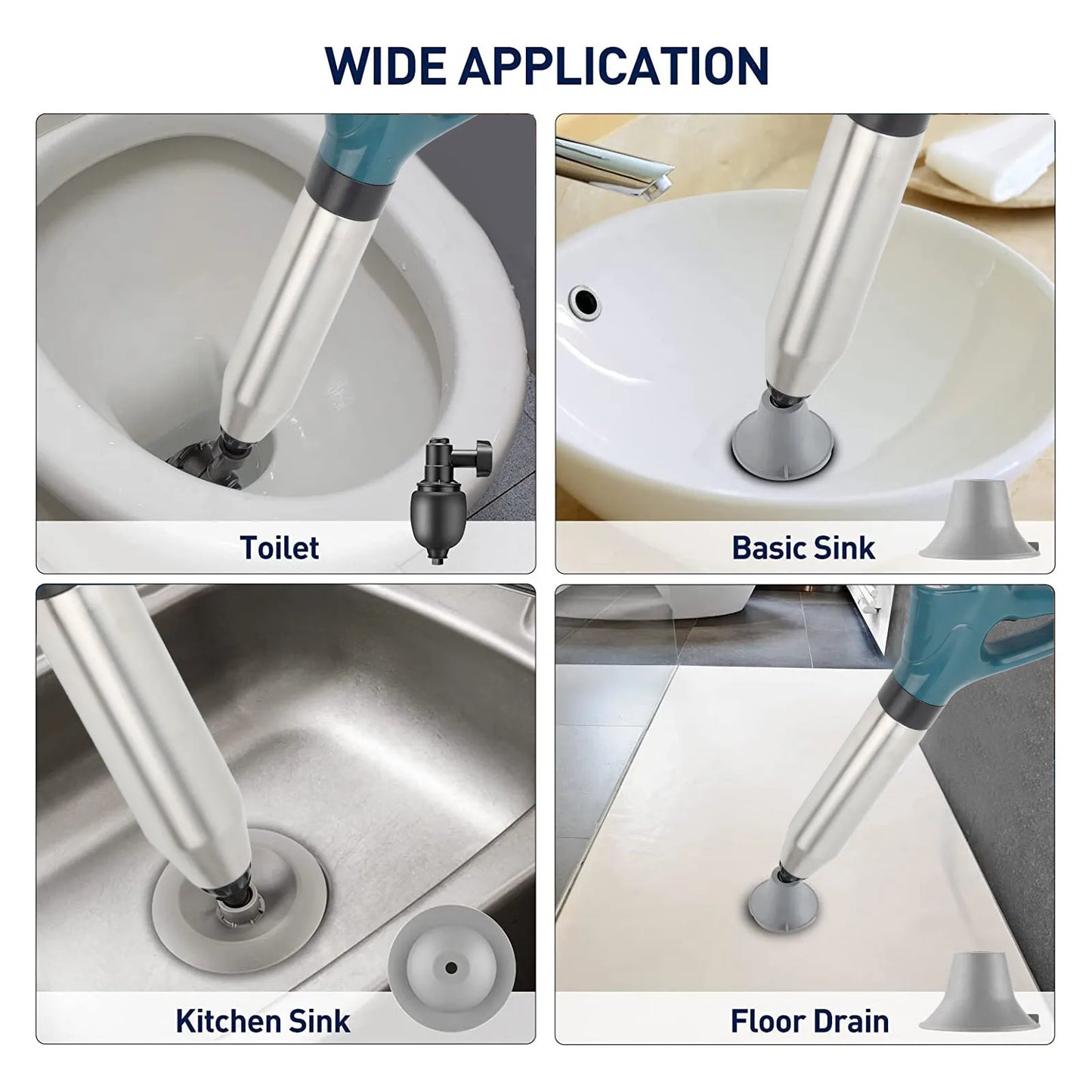 Drain Blaster Air Plunger Pressure Powerful Toilet Kitchen