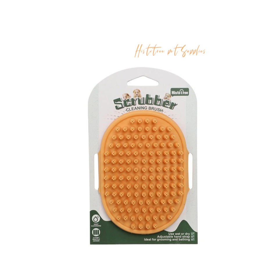 Pet Grooming Glove – Dog & Cat Deshedding Brush Comb Pet Grooming Glove Peaceful Pleasures Health and Wellness Orange with package
