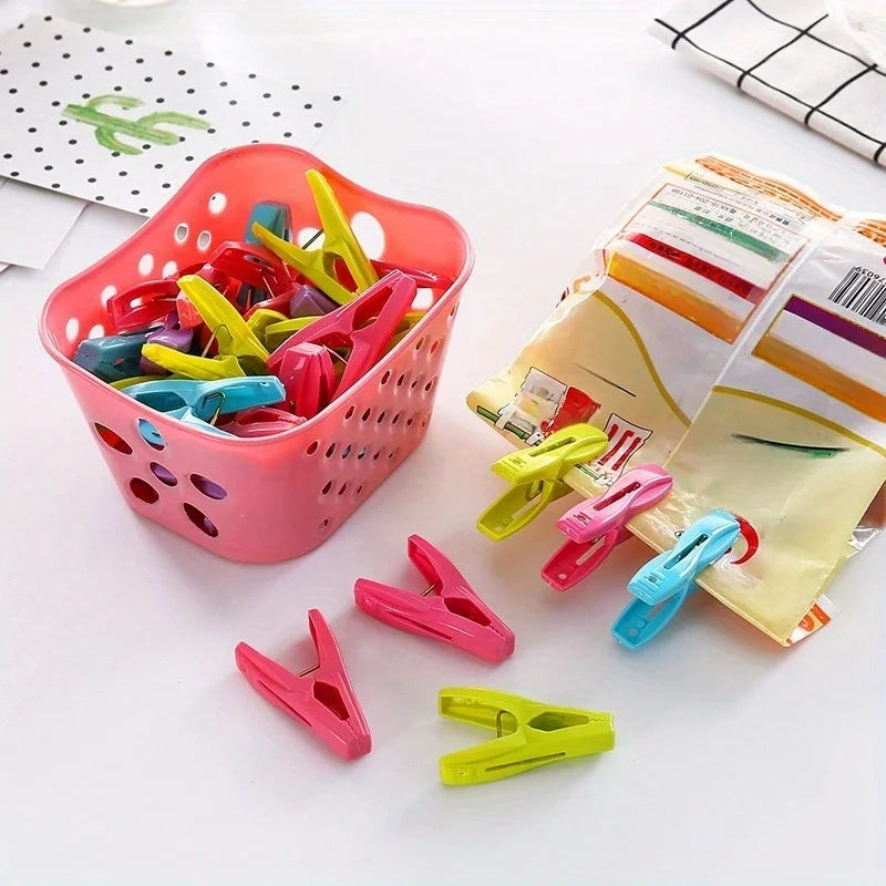 30-Piece Plastic Clothes Pegs Set with Basket | Strong Laundry Clips