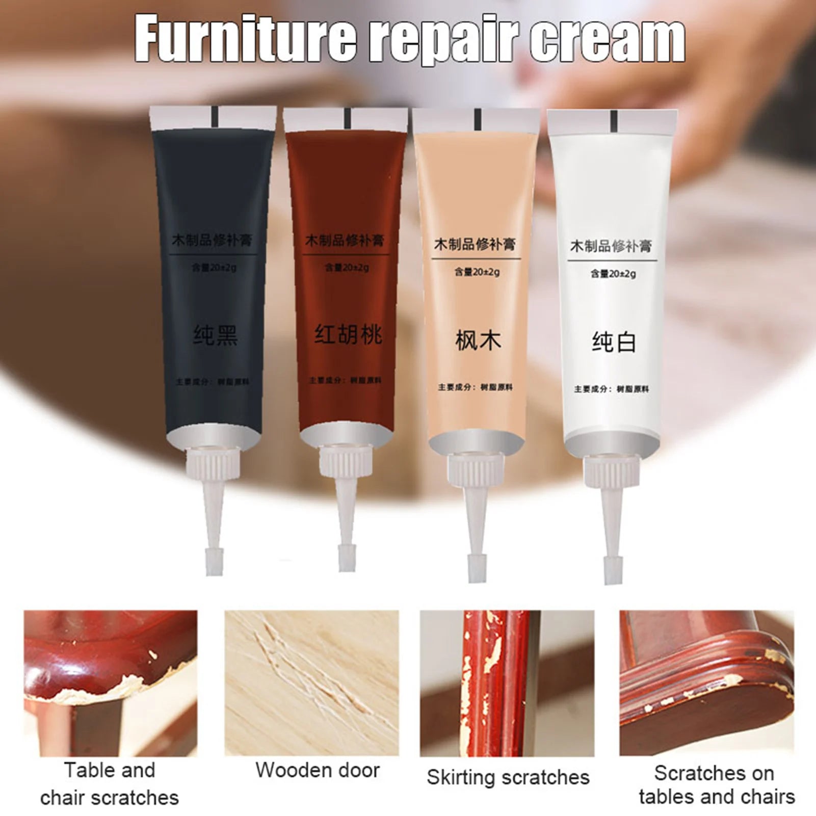 Furniture Wood Filler Floor Scratch Paint Repair Oak/Veneer/Walnut Color Water-Based Putty Discoloration Cracks Gouges Peaceful Pleasures Health and Wellness