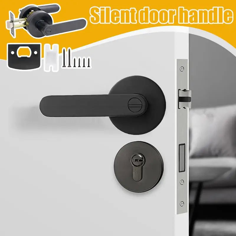 Heavy Duty Black Silent Door Lever | Keyless Privacy Lockset