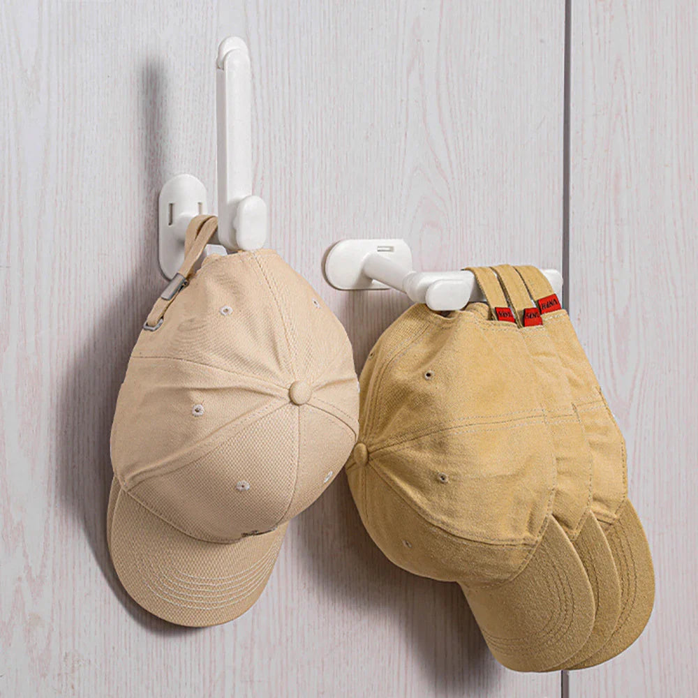 L-Shape Adjustable Punch-Free Hook for Hats, Coats & Towels