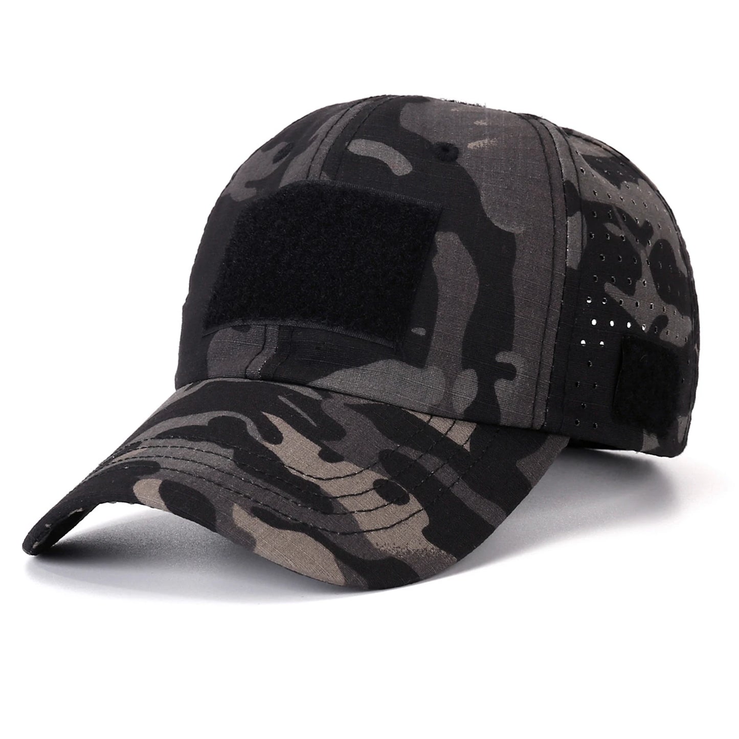 Unisex Camouflage Baseball Cap Abrasion-resistant Athletic Casual Baseball Cap UV Sun Protection Hat for Outdoor Sports Peaceful Pleasures Health and Wellness Black CP