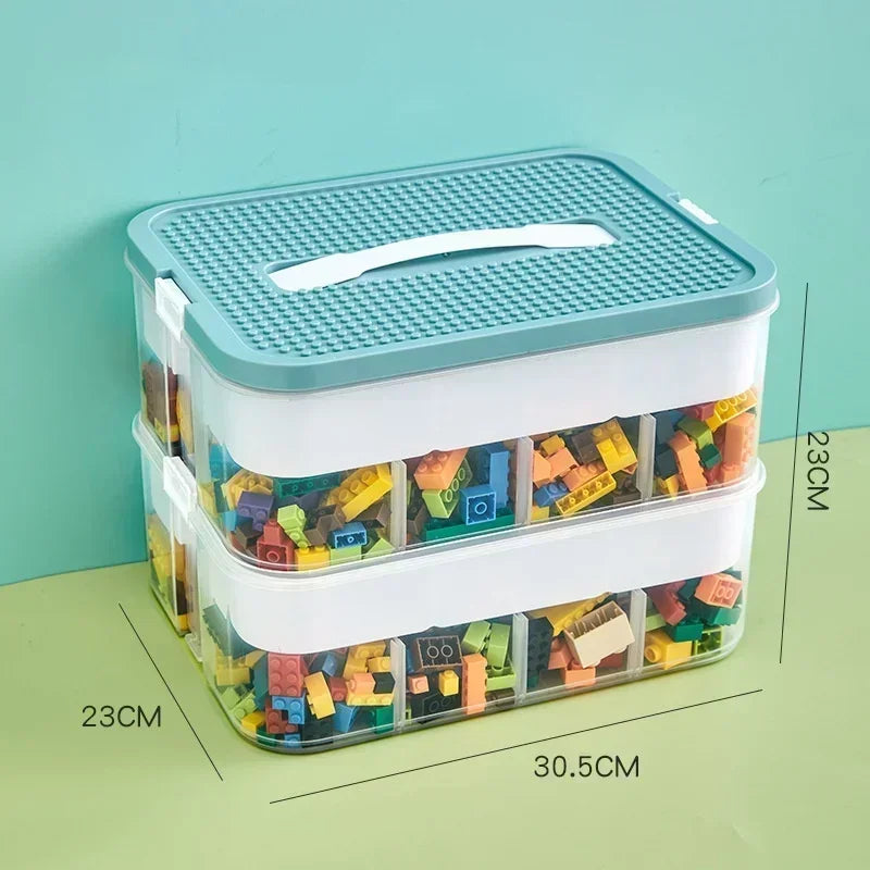 Stackable Lego Storage Case with Lids & Adjustable Dividers