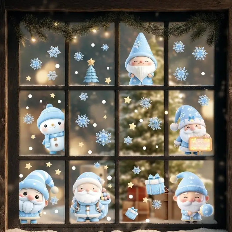 Christmas Window Static Clings – Snowman, Santa & Snowflake
