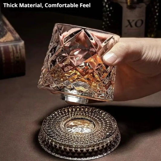 Crystal Whiskey Glass 280ml | 360° Rotating Spinner Cup Rotating Whiskey Glass Oasis Select
