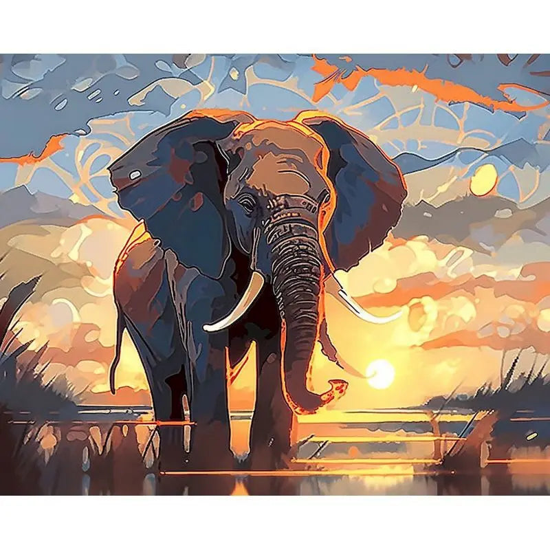 African Elephant Paint by Numbers Kit | 60×75cm Canvas Art
