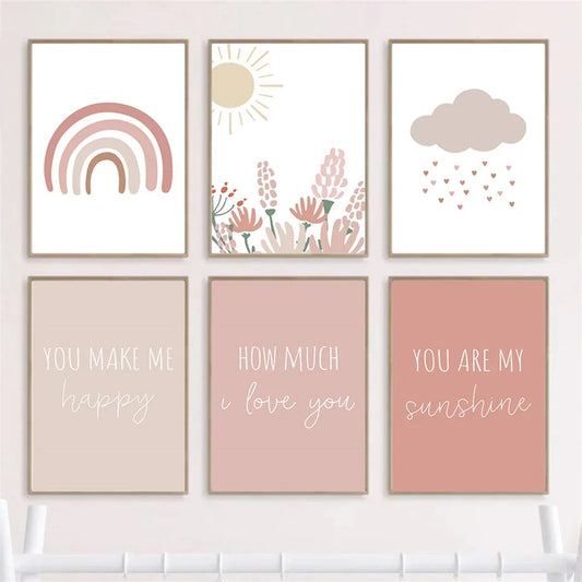 Rainbow Cloud Nursery Canvas Wall Art | Kids Room Poster Nursery Canvas Print Peaceful Pleasures Health and Wellness