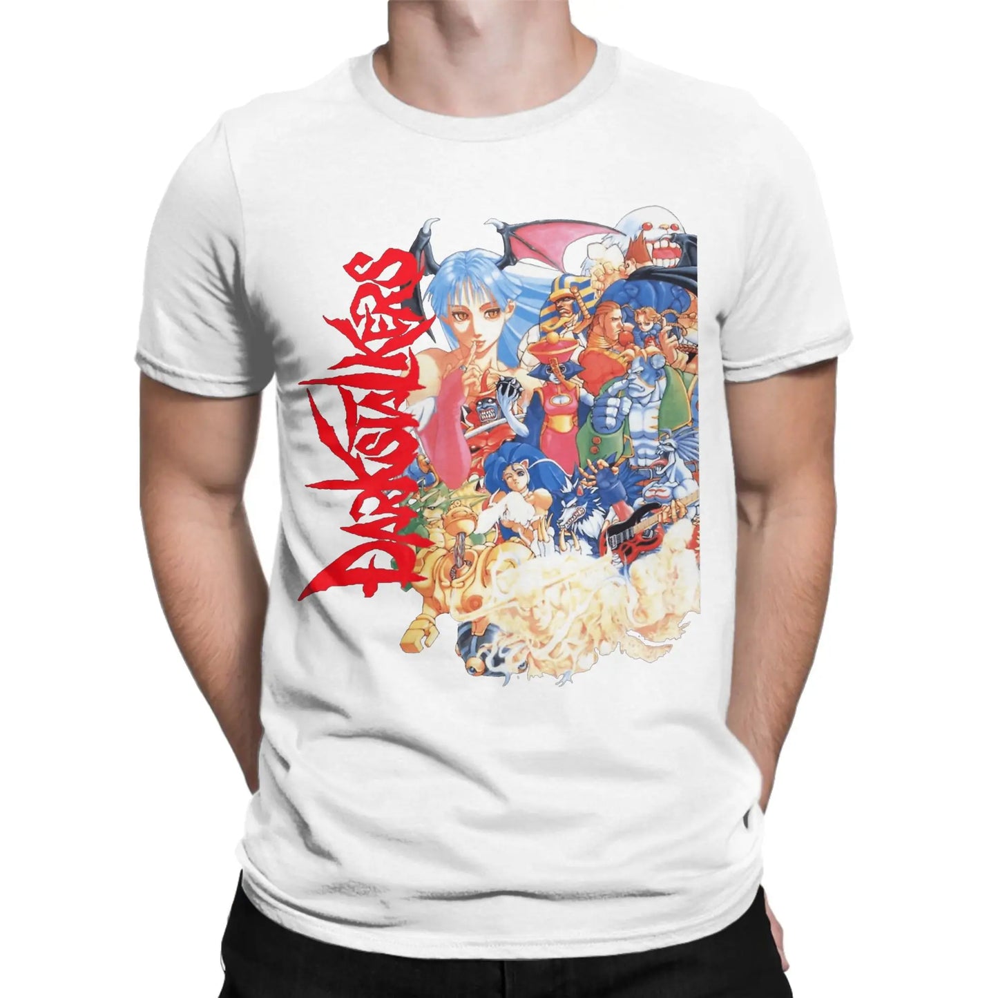 Men's T-Shirt Darkstalkers Humor 100% Cotton Tee Shirt Short Sleeve Characters T Shirt Round Collar Clothes Printed Peaceful Pleasures Health and Wellness WHITE XL