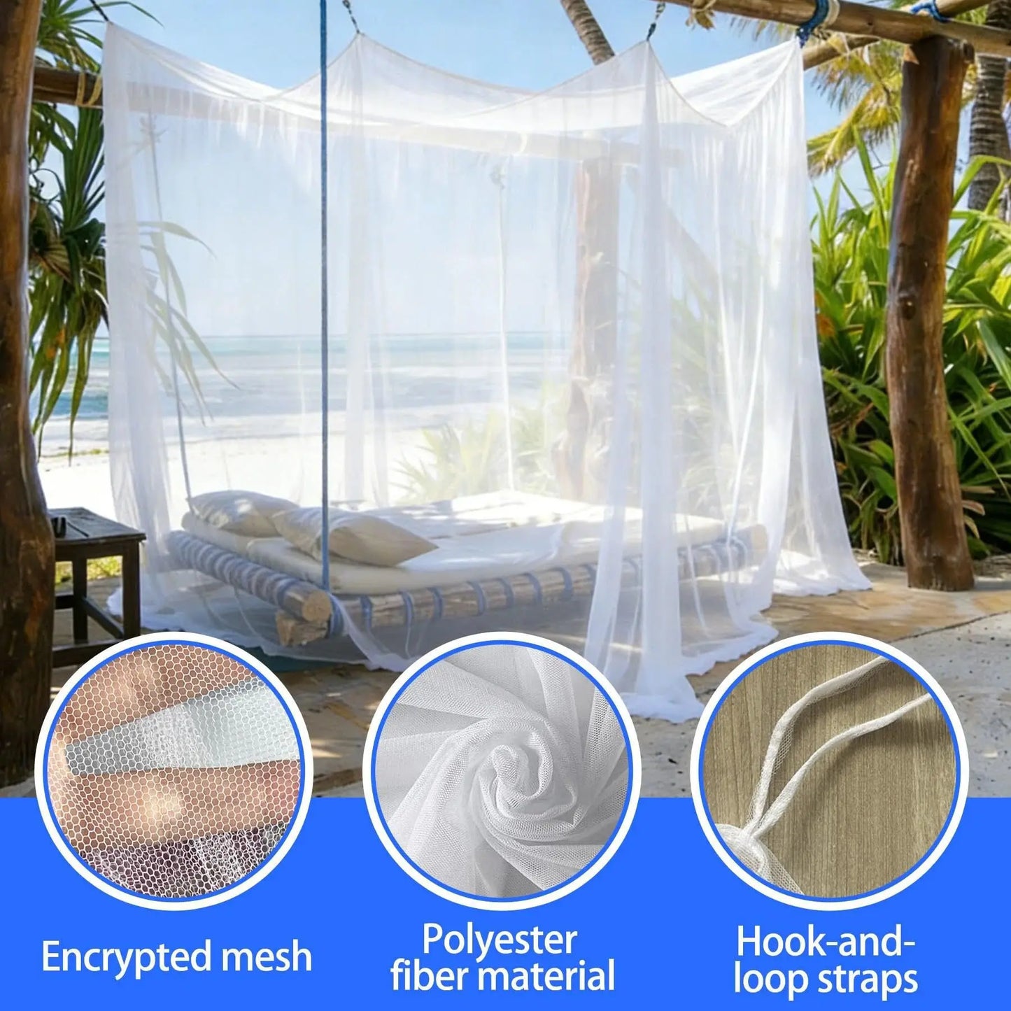 Large Square Outdoor Mosquito Net Portable Insect Proof Tent for Camping Travel King Bed Decorative Net Peaceful Pleasures Health and Wellness