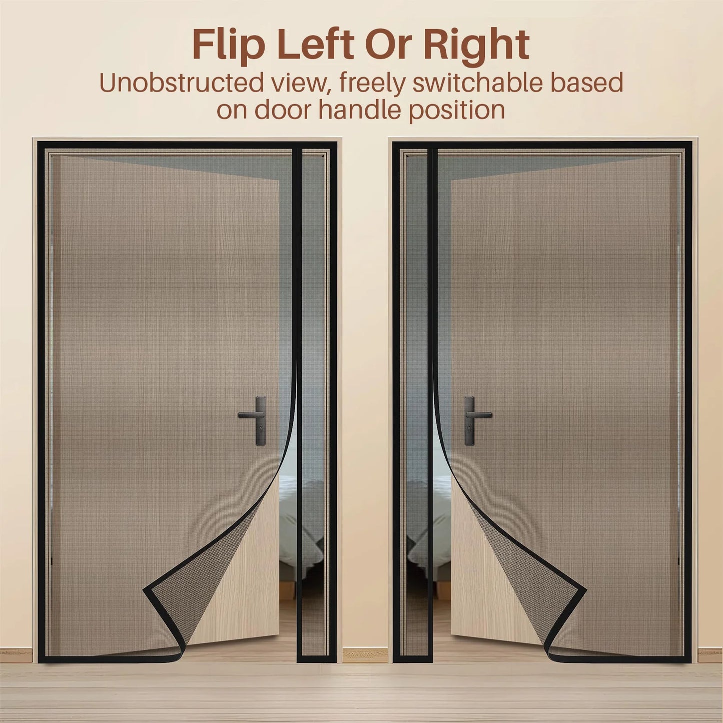 Magnetic Door Screen Single/Double-Sided Opening Reinforced Upgraded Net Insect Proof for French Front/Back Patio Kitchen Doors Peaceful Pleasures Health and Wellness