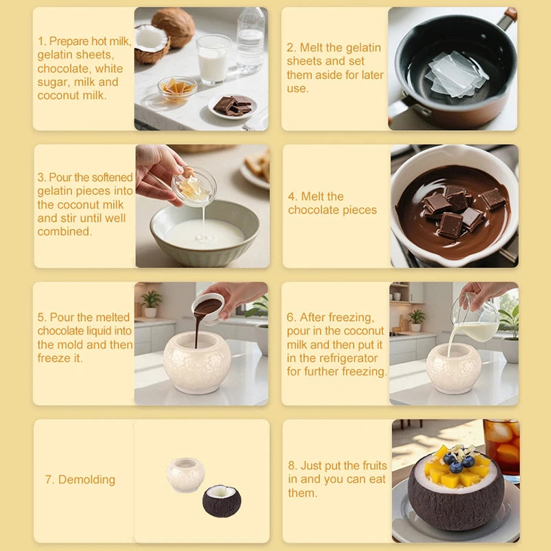 3D Simulation Coconut Silicone Mold DIY Mousse Cake Dessert Chocolate Baking Mould Aromatherapy Candle Gypsum Mould Soap Mold Peaceful Pleasures Health and Wellness