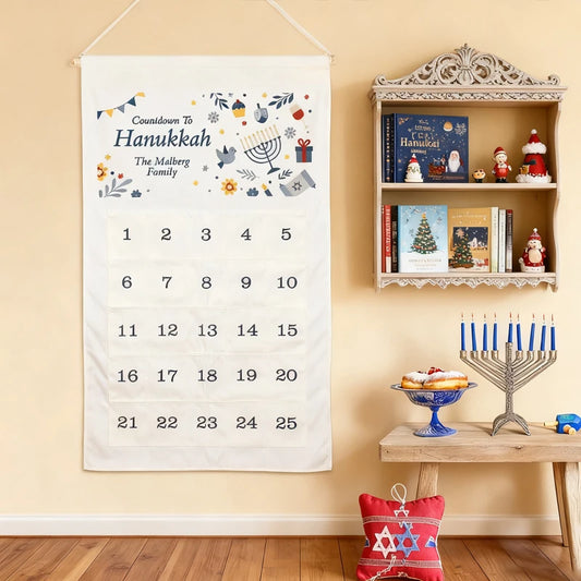 Personalised Hanukkah Countdown Calendar | Festive Wall Decor Holiday Countdown Calendar Peaceful Pleasures Health and Wellness