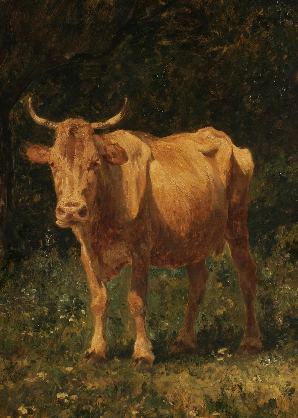 Vintage Rural Antique Animals Poster Cows in The Forest and Pasture Canvas Painting Farmhouse Wall Art Picture Office Home Decor Peaceful Pleasures Health and Wellness