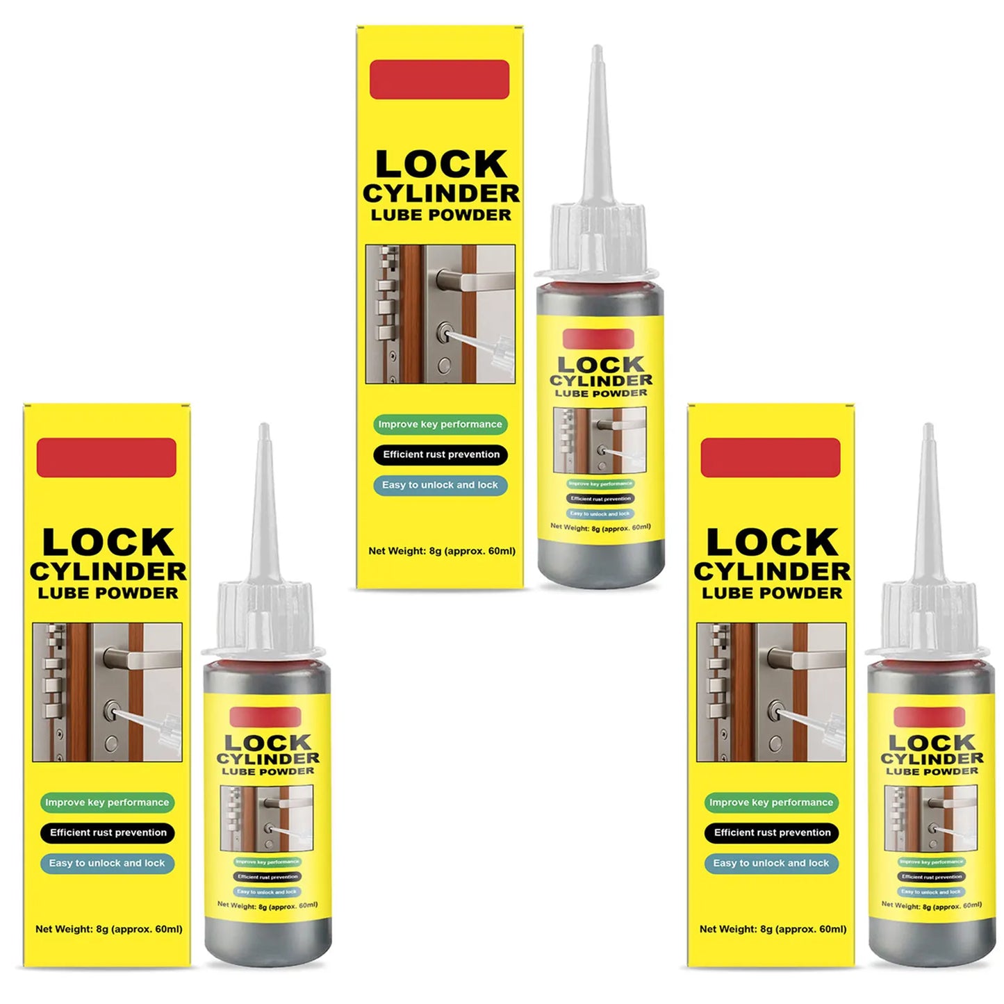 Lock Cylinder Graphites Lubricant Powder Dry Lubricant Powder For Lock Cylinder Long-Lasting Lubricant With No Dust Door Locks Peaceful Pleasures Health and Wellness 3pcs
