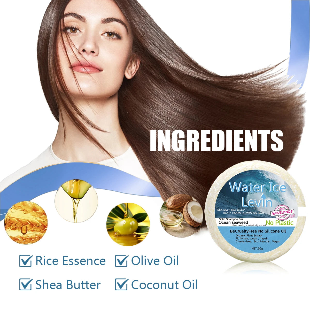 Sea Salt & Seaweed Solid Shampoo Bar | Vegan, Plastic-Free