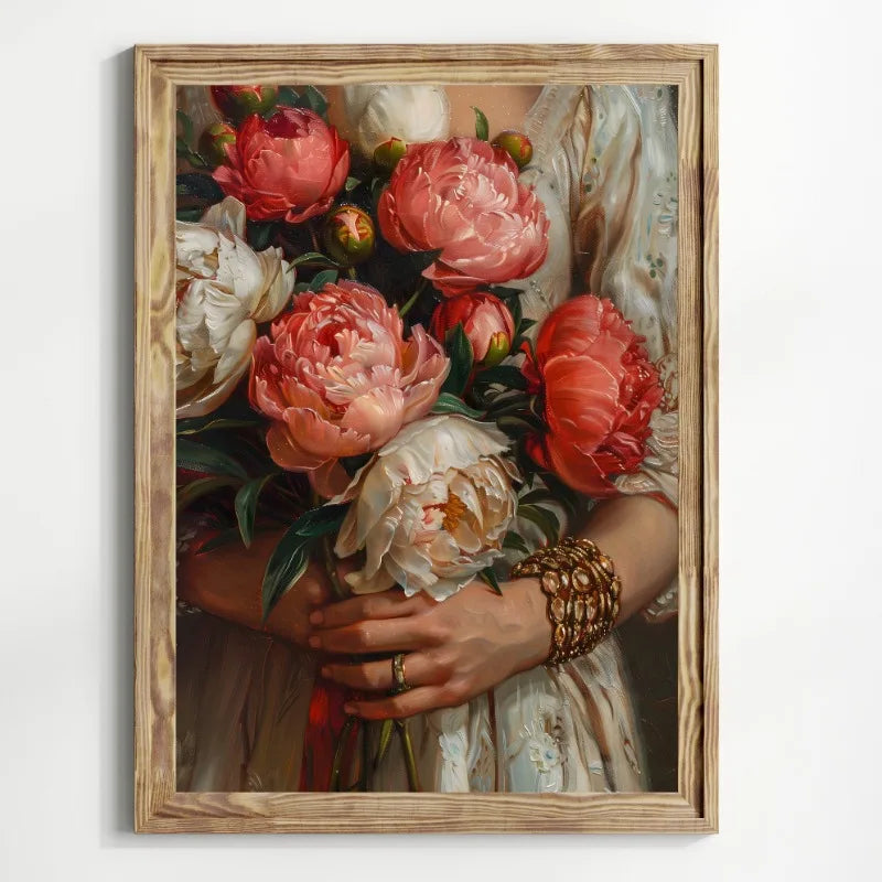 Victorian Woman Canvas Wall Art | Moody Vintage Black Rose Print