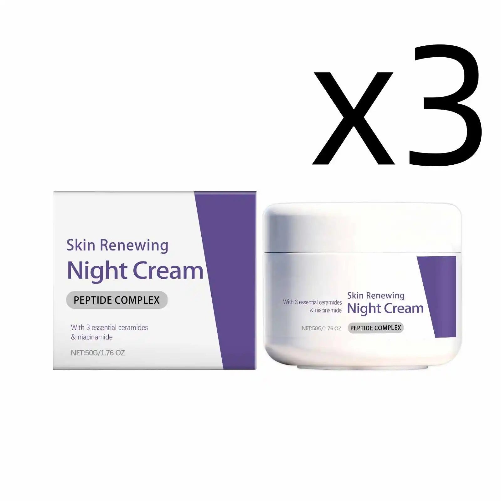 Niacinamide Brighten Night Cream Improve Dullness Inhibit Melanin Production Shrink Pores Deeply Nourish Skin Moisturizing Cream Peaceful Pleasures Health and Wellness 3x50g