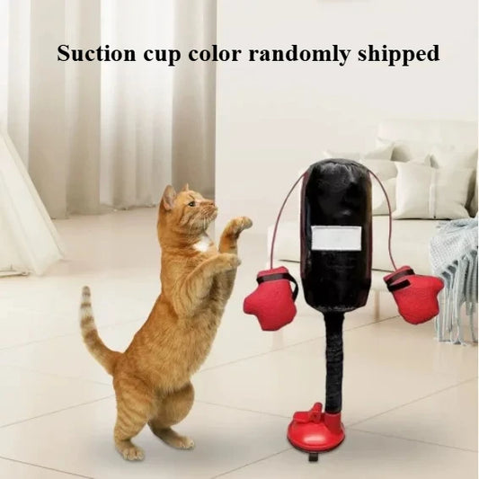 Cartoon Cat Punching Bag Toy with Boxing Gloves Suction Cup Indoor Toy for Kittens and Adult Cats Random Color Pet Supplies Peaceful Pleasures Health and Wellness Default Title