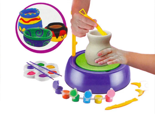 Children Electric Pottery Wheel Machine Manual Handle Foot Pedal for Ceramic Clay Working Forming DIY Art Craft Peaceful Pleasures Health and Wellness