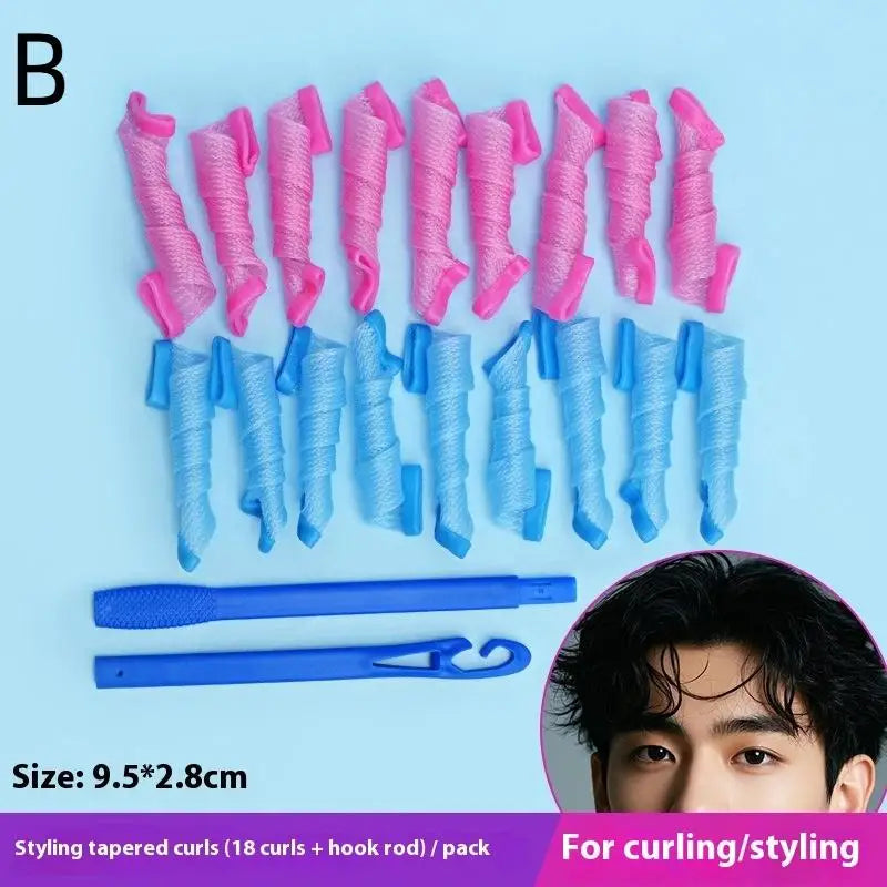 18/28Pcs Magic Heatless Water Wave Hair Curler Texture Automatic Rolling Bar Hair Styling Wave Forming Iron Hair Texturing Tool Peaceful Pleasures Health and Wellness B
