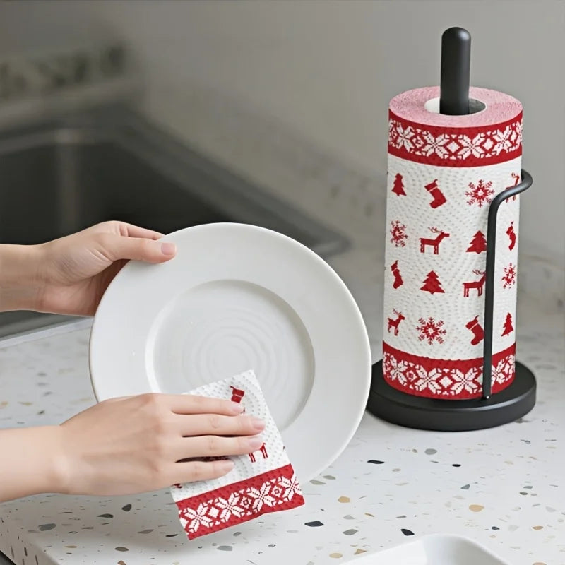1 Roll Christmas Kitchen Paper Thickened Three-layer Disposable