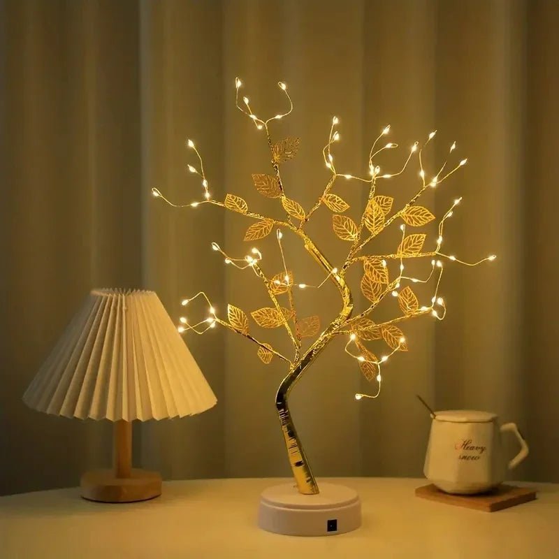 USB Copper Wire Gold Leaf Night Lamp – Eye-Safe Desk Light