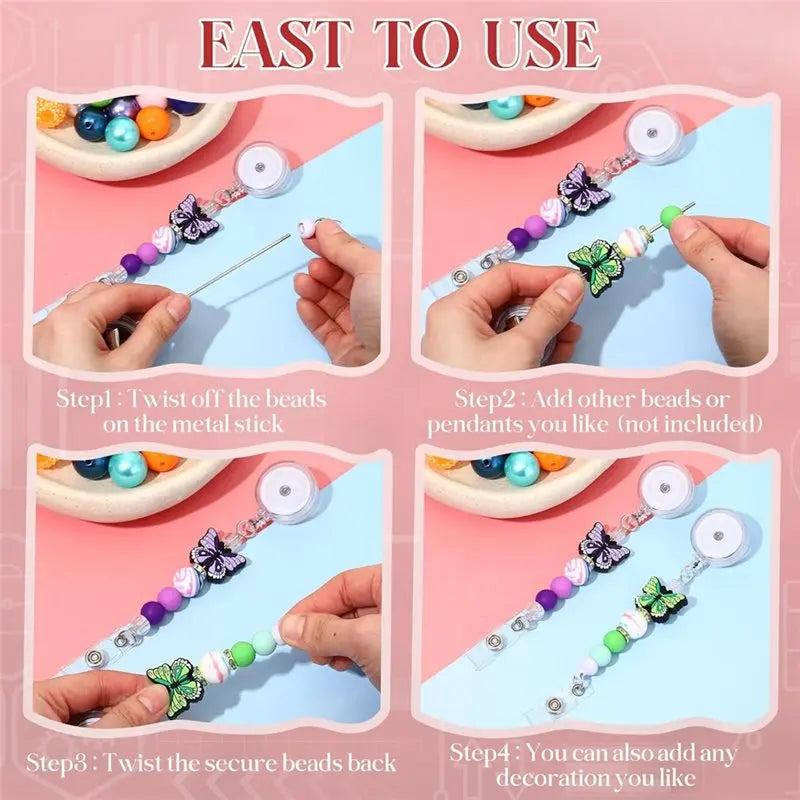 A36T-DIY Jewelry Making 15 Pcs Alligator Clip Holder With Swivel Beaded Blank Bars Bulk For Teachers Office Supplies C Peaceful Pleasures Health and Wellness